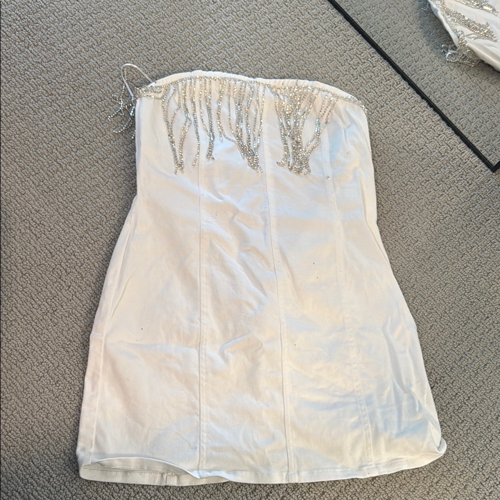 12th Tribe White Strapless Sheath Dress Cocktail